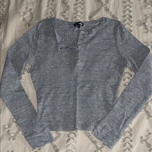 Fashion Nova Heather Gray Long Sleeve Top